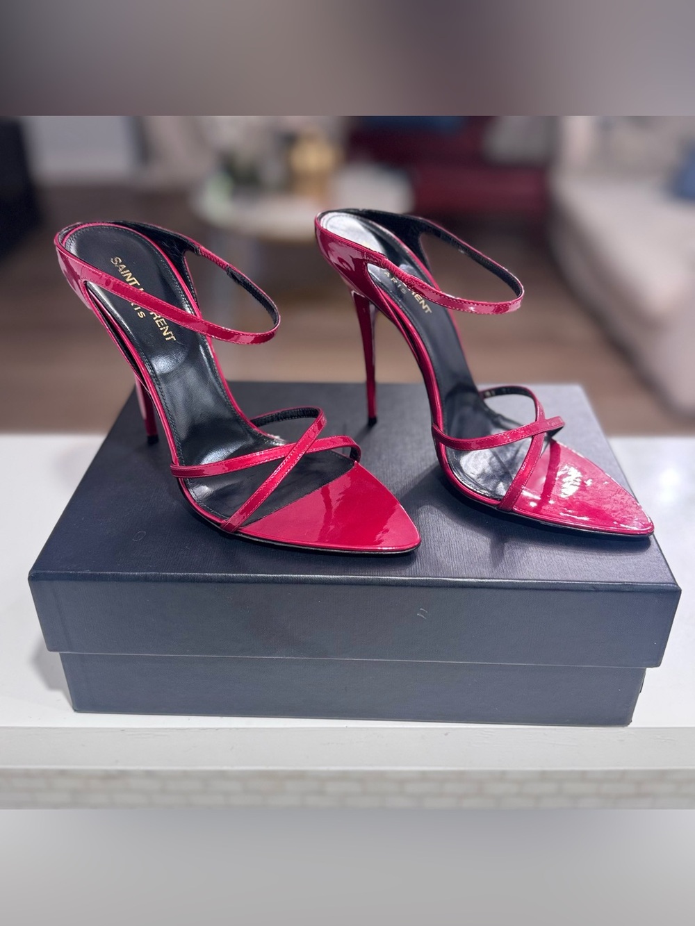 Saint Laurent Red Gippy Sandal Heel - Picture 4 of 7